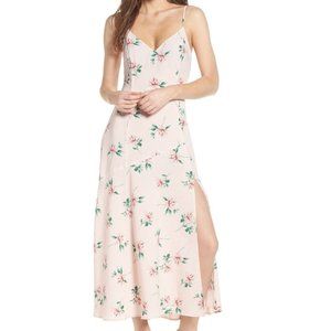 Lush Women's V-Neck Pink Floral Midi Dress